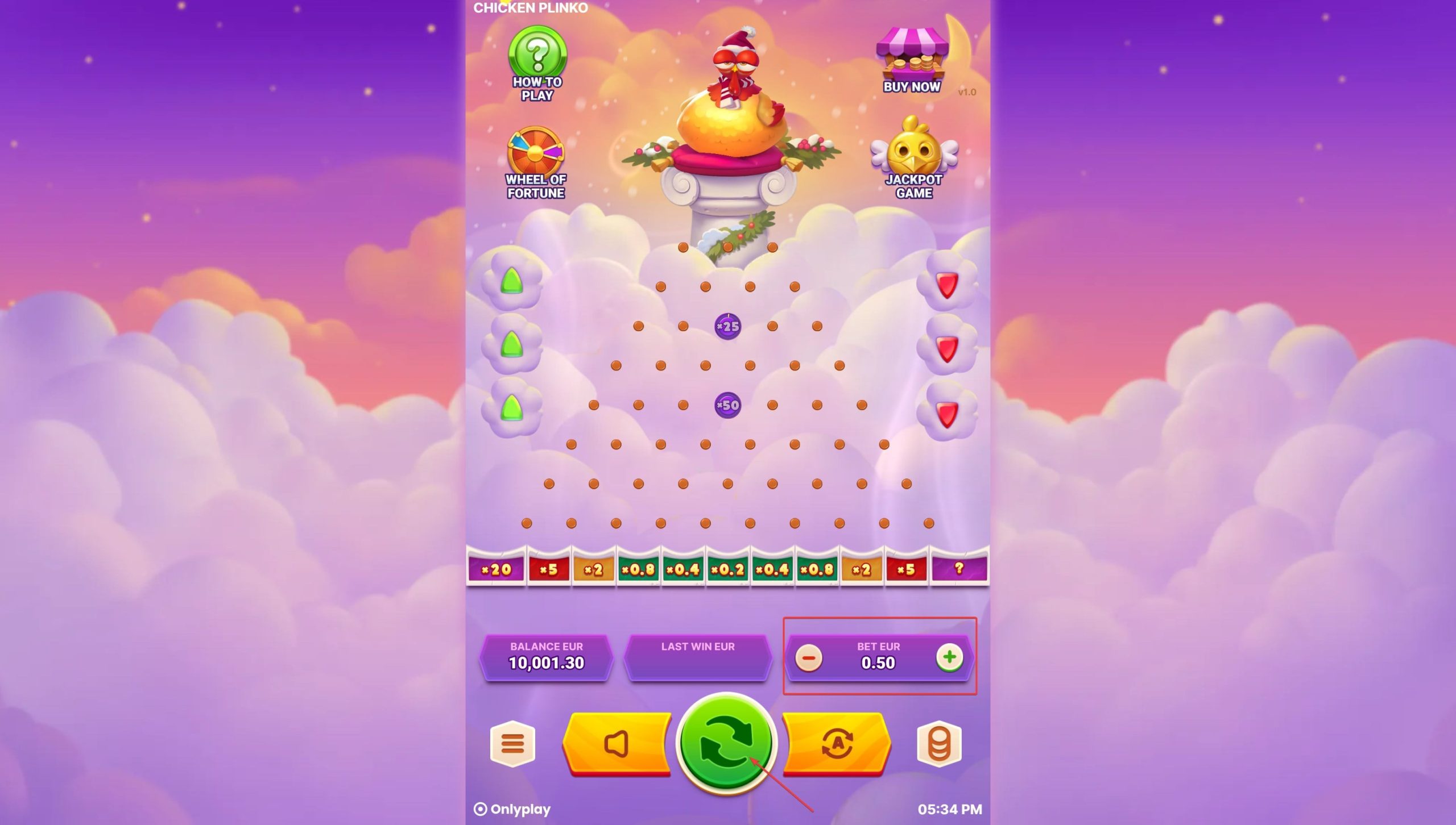 Chicken Plinko Interface